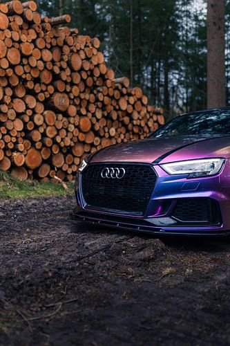 Audi RS3 in het Bos – Moderne Auto in Natuurlijke Omgeving