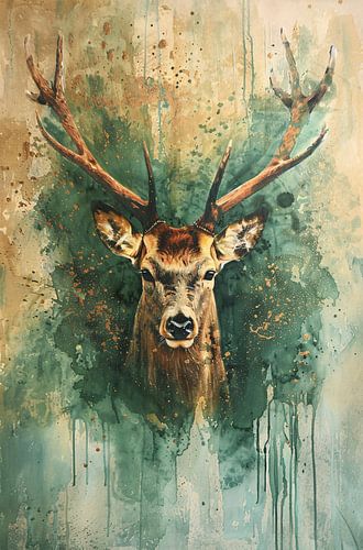 Mysterieus hertenportret met rustieke achtergrond