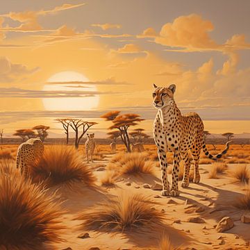 Jachtluipaarden in savanne van TheXclusive Art