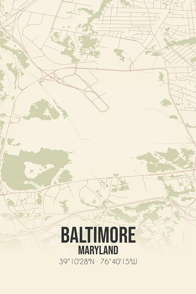 Carte ancienne de Baltimore (Maryland), Etats-Unis. par Affiches de lieux