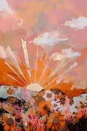 Sunrise over a blossoming summer meadow by NJ Midnight Studio