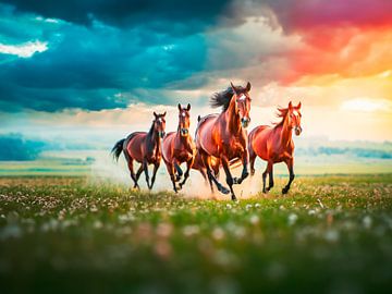 Chevaux dans le pré sur Mustafa Kurnaz