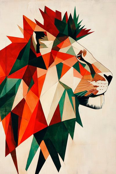 Geometrisches Löwenporträt in Farben von Poster Art Shop