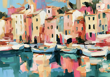 Un port coloré au bord de la Méditerranée