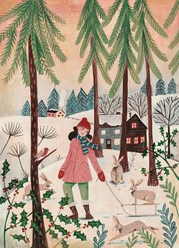 Kerst wandeling in de sneeuw van Caroline Bonne Müller