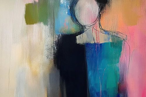 Abstrait - Voix immobile dans une tempête de couleurs