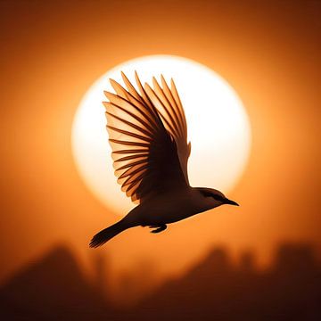 Bird Flying Sun van FoXo Art