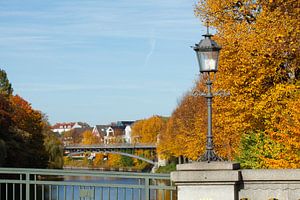 Häuser, Leinpfad, Alster, Hebst, Hamburg, Deutschland