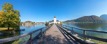 bridge to place lake castle on an island, lake Traunsee by SusaZoom