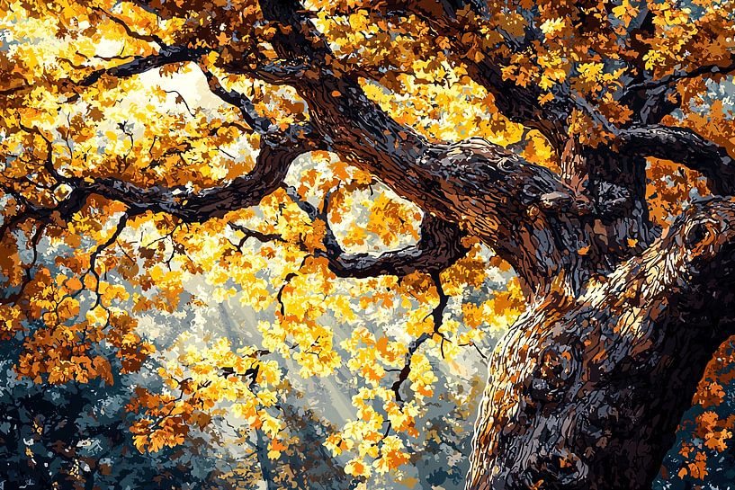 Autumn tree with golden leaves by Art & Soul Creations