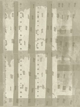 Neutraal abstract patroon. Vormen in licht taupe en wit. van Dina Dankers