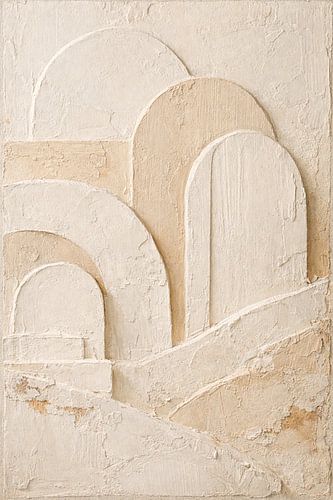 Japandi Plaster Relief | Wabi-Sabi Minimalist – Zen Home Office Decor – 3D Textured Beige Wall Art