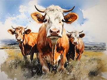 Cows in the meadow by PixelPrestige