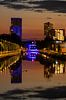 Oranje lucht en blauwe brug Eindhovensch Kanaal van Noud de Greef thumbnail