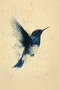 Blauwe Gratie Abstracte Vogel in Beweging van Eva Lee thumbnail