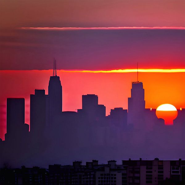Zonsondergang stad van Renato Daub
