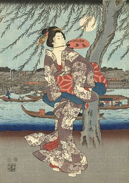 Berühmte Orte in der östlichen Hauptstadt: An der Ryogoku-Brücke in Hiroshige genießen Sie eine aben