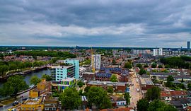 Skyline van Tilburg gezien vanaf de Piushaven.