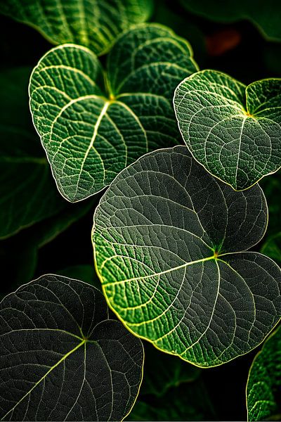 Grüne Blätter mit Struktur – Nahaufnahme von Poster Art Shop