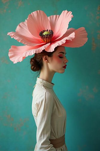 Koninklijke Bloemkracht – Vrouw met Majestueuze Bloem