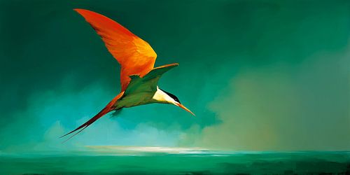 The bird with fiery wings | Minimalist wall decoration