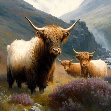 Een met de natuur Schots Hoogland vee van Felix Brönnimann