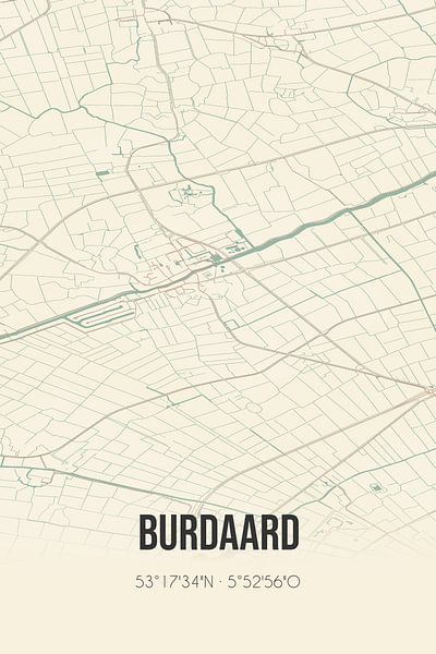 Vintage map of Burdaard (Fryslan) by Prints of Place