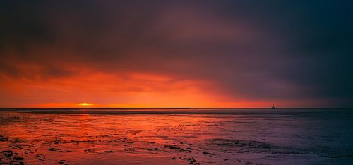 Waddenzee bij zonsondergang, Noordzeekust