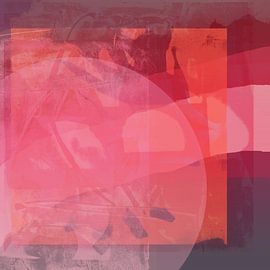 Retro-Horizonte. Abstrakte Landschaft in rosa, lila, neonrot. von Dina Dankers
