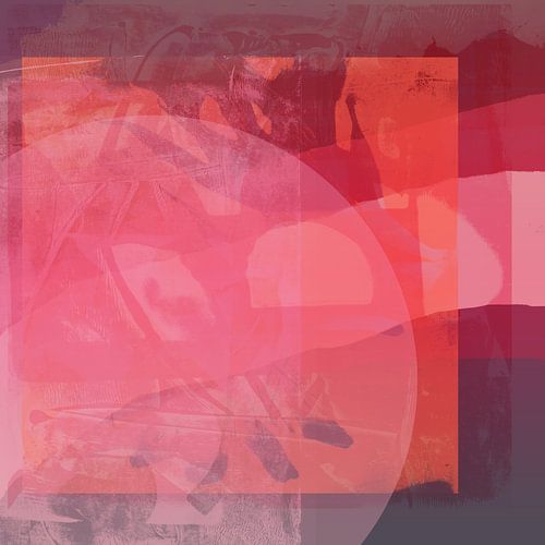 Retro horizon. Abstract landschap in roze, paars, neon rood.