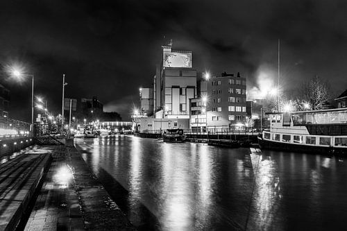Aalst bij nacht Monochroom Stadsgezicht