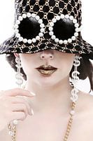 Lady Dollar with golden lips