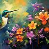 Colibri | Jaune sur Peintures accrocheuses