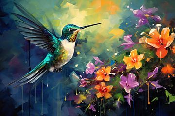 Kolibrie | Geel van Blikvanger Schilderijen