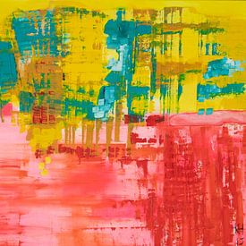 Kleurig Abstract schilderij in Geel en Rood van Studio Heyki