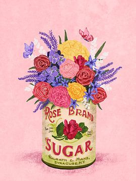 Bloemen in vintage suikerpot van Raissa Oltmanns