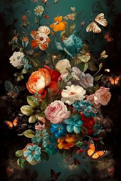 Botanische Bloemen & Vlinders | Retro van Exclusive Dutch