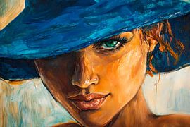 Fascinating portrait with blue hat by Poster Art Shop