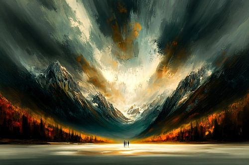 Magisch berglandschap met kleuren