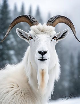 Mountain Goat in the Winter by Mellow Art