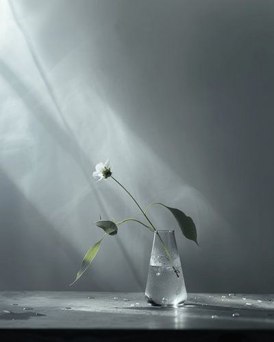 Stilleven met een bloem in Japandi stijl