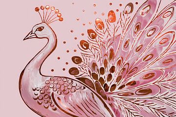 Pauw in roze en koper van Art & Soul Creations