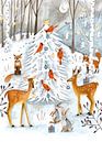 Tiere in Winterlandschaft mit Bergen von Caroline Bonne Müller Miniaturansicht