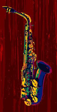 Saxofoon kleurrijke abstracte illustratie 2 van Andika Bahtiar