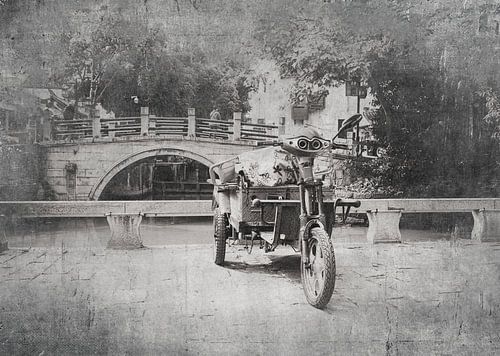 Scooter in China black and white by Anouschka Hendriks