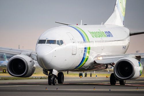 Retro-Transavia-Lackierung bereit zum Abflug vom Flughafen Schiphol