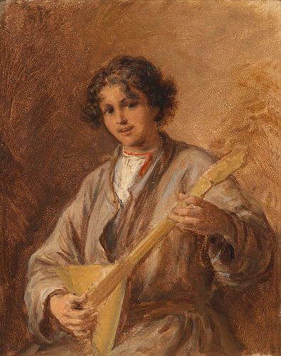 Bier, russischer Junge mit Balalaika