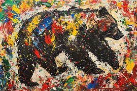 Colourful modern painting of a bear by Art & Soul Creations