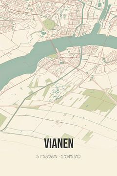 Vintage landkaart van Vianen (Utrecht) van Rezona
