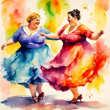 2 sociable ladies dancing by De gezellige Dames